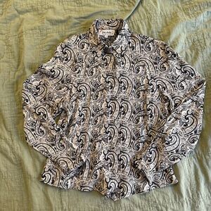 Jac dale | vintage women's xsmall-small cream Paisley Print Blouse with collar